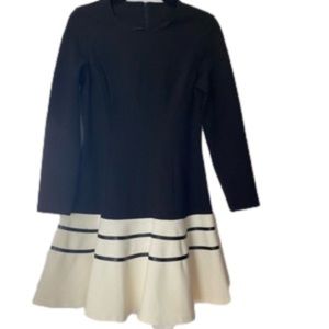 Long sleeve black & white A line dress. Style We, size large.